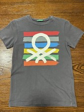 BENETTON Boys Graphic T-Shirt Top 11-12 Years 2XL  Grigio