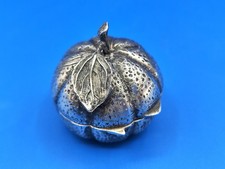 Elegante Vintage Porta Pillole Scatola Scatolina In Argento 800 Frutta Mandarino