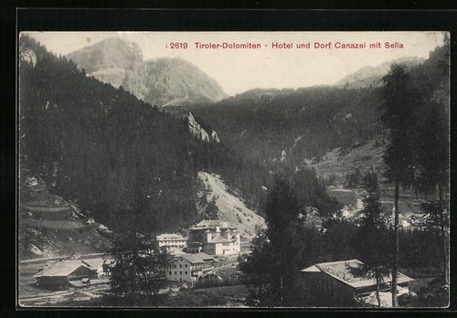 Cartolina canazei vista paese - canazei,,