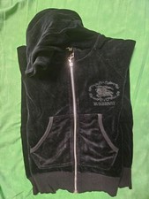 Felpa con cappuccio da donna originale Burberry nera in ciniglia taglia S