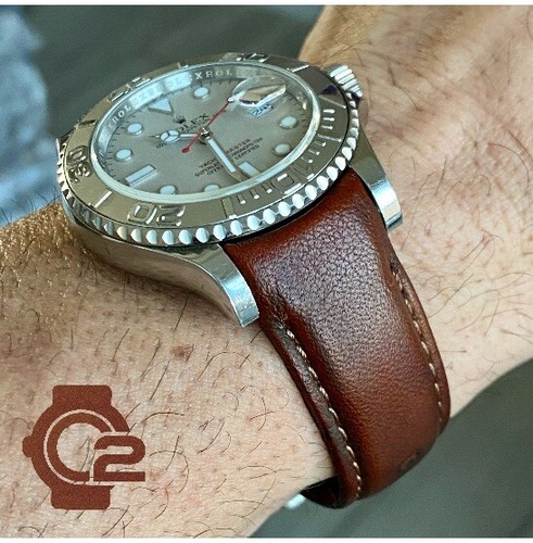 Cinturino curvo pelle marrone - curvo,