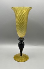Vaso in vetro di Murano design bellissimo raro antico fatto a mano nero giallo