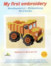 TELA MEZZO PUNTO CAMION KIT CON LANA DA RICAMARE PRIMO RICAMO FACILE