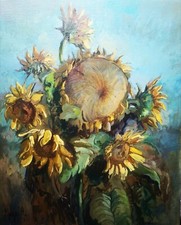 Dipinto con girasoli Giampietro Maggi Arte Moderna Fiori Natura 100x80cm fiori