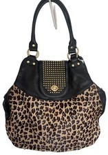 Capelli di vitello mucca nascondiglio leopardo pelle morbida carrozza intelligente co. borchie oro nero