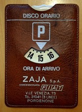 ??  DISCO ORARIO anni '60 CONCESSIONARIA FIAT ZAJA PORDENONE CUSTODIA IN PELLE
