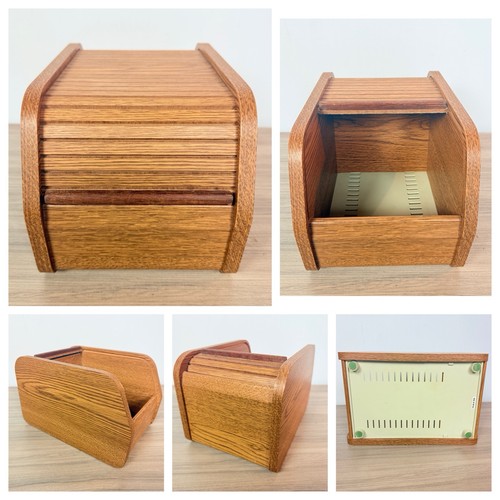Vtg teak wood tambour - tambour, roll