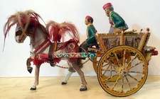 antico VINTAGE large CARRETTO SICILIANO PITTATO A MANO FIGURINE TERRACOTTA 1940s