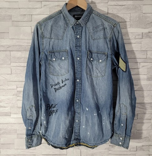 Camicia uomo vintage denim blu - camicia,