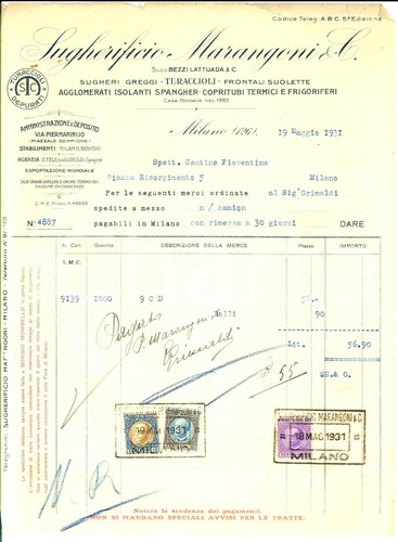 1931 milano sugherificio - milano,