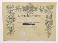 Regio Esercito Italiano - Diploma medaglia di bronzo gara tiro con pistola 1934