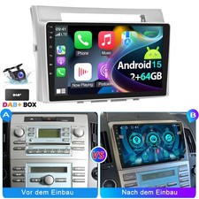 Autoradio 9" DAB+ 2+64GB Android 15 Carplay GPS RDS KAM per Toyota Corolla Verso