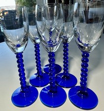 SET 6 BICCHIERI LIBBEY METROPOLIS BLU MANOPOLA A 8 SFERA STELI STILE ART DECO
