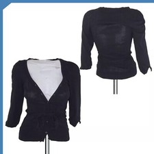 Zara Maglia Jersey Cardigan Donna Nero Manica 3/4 Taglia Eu36 S Small 40