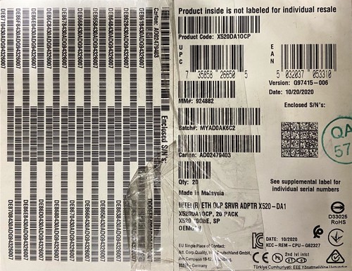 Intel x520 da1ocp ethernet - intel, x520-da1ocp