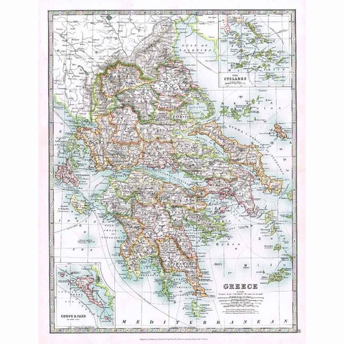 Mappa antica 1914 grecia - antica,