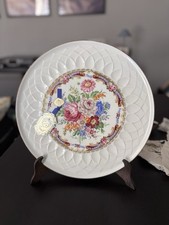Piatto decorativo vintage Limoges Déposé bordo dorato supporto in legno scatola