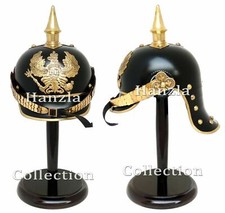 Elmetto prussiano Pickelhaube in ottone a punta prima guerra mondiale con...