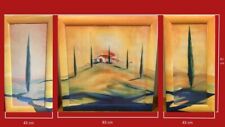 BELLISSIMO SET DI TRE QUADRI RIPRODUZIONE DI PAESAGGIO TOSCANO