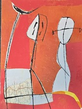 Tommaso Cascella, olio e collage su cartone telato.