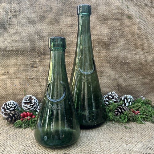 Antique green glass cordial - glass,