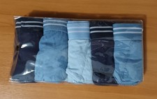 Set 5 Pezzi Slip Mutande Uomo Cotone Elasticizzato Blu, Blu Chiaro e Azzuro