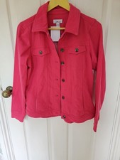Giacca Denim & Co comoda stile denim con colletto rosa brillante taglia S
