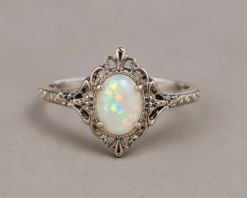 Anello opale etiope naturale