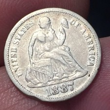 Moneta One Dime  USA 1887  Silver 10 centesimi americano argento '900