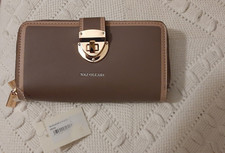 Naj-Oleari portafogli donna color tortora sintetico 7 scomparti 2 cerniere Nuovo