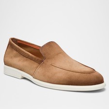 Mocassini uomo SANTONI "Malibu" scamosciati bruniti marrone 12 UK/13 US $830+ NUOVI