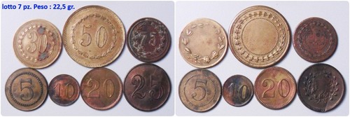 Lotto 7 gettoni con - ,