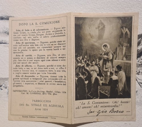 Santino holy card - card, bosco
