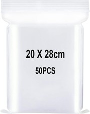 50 Bustine Trasparenti Richiudibili 20x28 Cm Sacchetti con Chiusura Ermetica