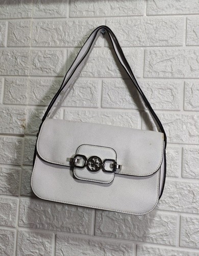 Borsa guess bianca con logo - guess,