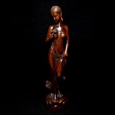 Statua 9,6 pollici vecchia Cina bosso intagliato a mano sexy bellezza belle decorazione scrivania