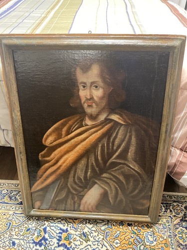 Antico quadro olio tela del - su,