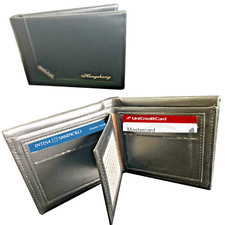 Portafoglio in pelle da uomo porta carte di credito tessere nero slim piccolo