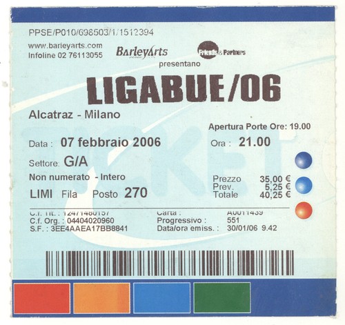 Biglietto raro concerto