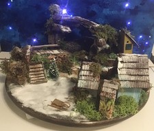 Presepe artigianale diametro 40 cm con 50 luci a batteria doppio effetto