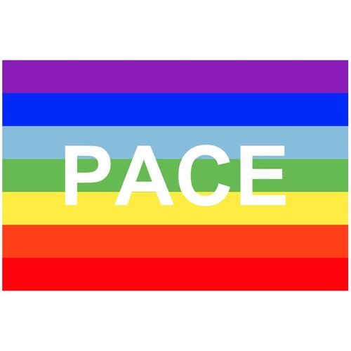 Bandiera pace con scritta - bandiera,