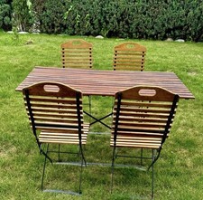 Tavolo Da Esterno In Teak & Ferro Battuto + 4 Sedie In Teak & Ferro Battuto