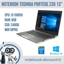 Notebook TOSHIBA Portege Z30 Portatile 13" Cpu i3-5005u 8gb Ram 240gb SSD w10