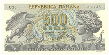 500 LIRE ARETUSA STATE NOTE