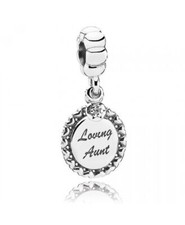 NEW AUTHENTIC PANDORA LOVING AUNT DANGLE CHARM #791277CZ BRAND NEW LOVE F/SH