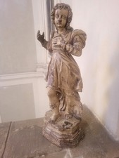 Angelo Antico Laccato Legno Epoca XVII secolo, Scultura