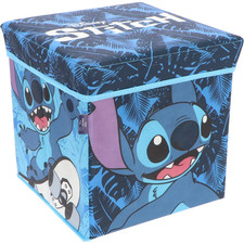 POUF CONTENITORE STITCH BLU DISNEY MULTIFUNZIONE PORTA OGGETTI PER SEDERSI 30 CM