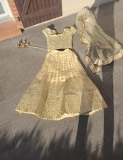 Yellow Haldi Mehendi Indian Clothing Designer Heavy Lehenga Choli Bridal 