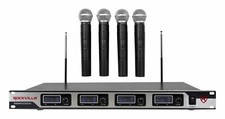 Rockville RWM4200VH Sistema Microfonico Portatile Quad Wireless VHF con Display LCD!