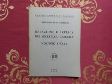 PLI partito liberale 1959 relazione e replica segretario generale mozione f.